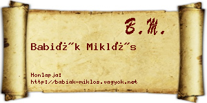 Babiák Miklós névjegykártya